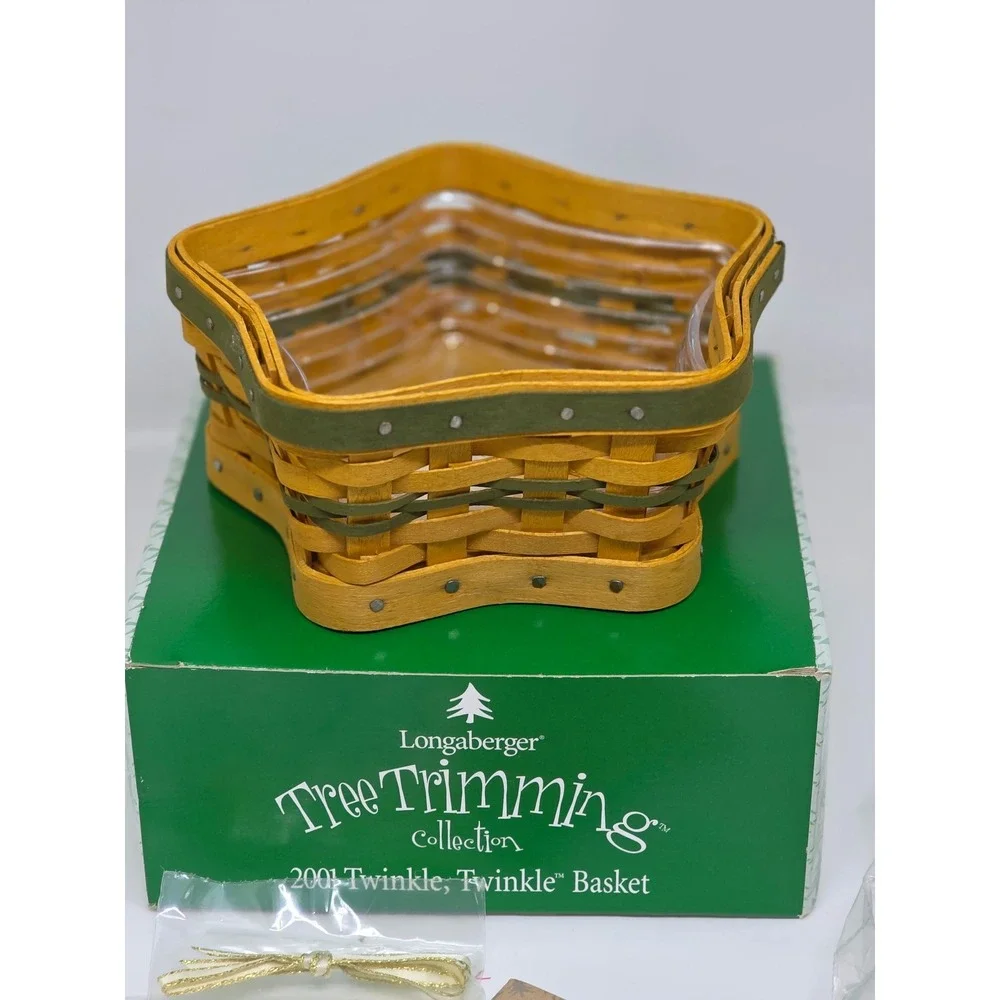 VTG Longaberger 2001 Twinkle Twinkle‎ Star Basket Tree Trimming Collection Green